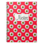 Carnet Fleur imprimé marguerite sur rose rouge (Devant)