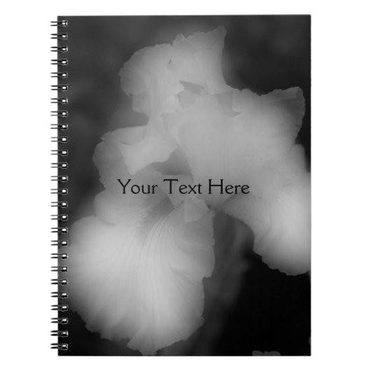 Carnet Fleur Iris Noir Et Blanc (Devant)
