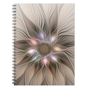 Carnet Fleur joyeuse abstraite beige marron floral fracta