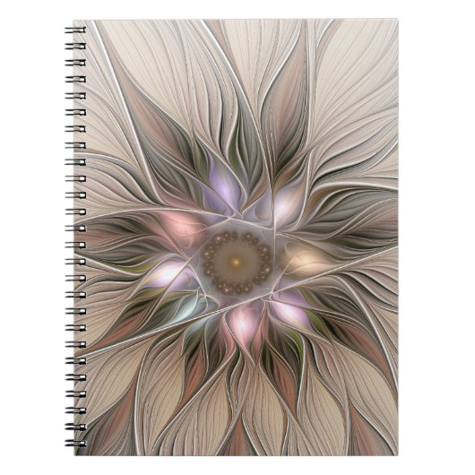 Carnet Fleur joyeuse abstraite beige marron floral fracta (Devant)