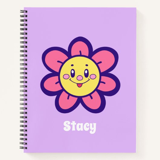 Carnet Fleur Joyeuse Rose Et Jaune (Devant)