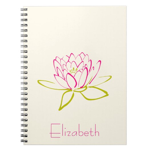 Carnet Fleur Lotus personnalisée / Lys d'eau (Devant)