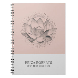 Carnet Fleur Lotus vintage illustration Blush Rose