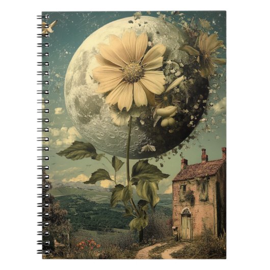 Carnet Fleur Lune et charme Vintage (Devant)