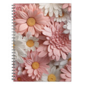 Carnet Fleur marguerite 3D rose et blanc (Devant)