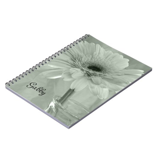 Carnet Fleur marguerite teintée verte (Côté gauche)