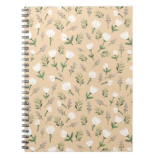 Carnet Fleur minimaliste blanche (Devant)