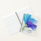 Carnet Fleur Moderne Abstraite Bleue Violette Nommée (Intérieur)