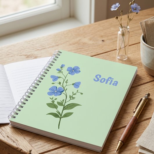 Carnet Fleur moderne élégant bleu fille stylé daisy