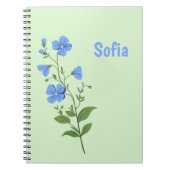 Carnet Fleur moderne élégant bleu fille stylé daisy (Devant)