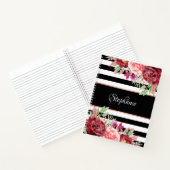 Carnet Fleur moderne noir et blanc bande personnalisée (Intérieur)