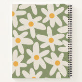 Carnet Fleur Motif rétro temps marguerite Sage Green (Dos)