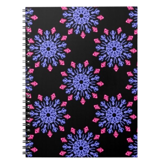 Carnet Fleur néon bleue et rouge (Devant)