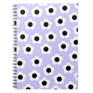 Carnet Fleur noire et blanche mignonne avec Arrière - pla