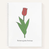 Carnet Fleur pastel de Tulipe rouge botanique (Devant)