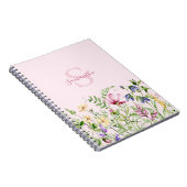 Carnet Fleur personnalisée de monogramme rose (Côté Droit)