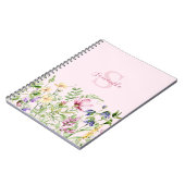 Carnet Fleur personnalisée de monogramme rose (Côté gauche)