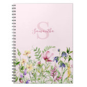 Carnet Fleur personnalisée Monogramme Rose (Devant)
