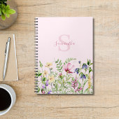 Carnet Fleur personnalisée Monogramme Rose