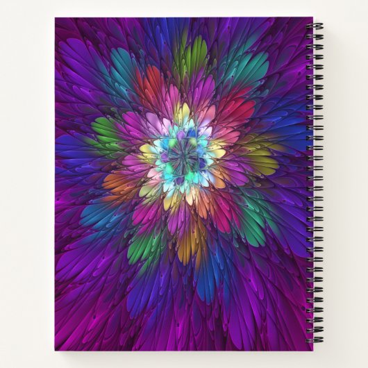 Carnet Fleur psychédélique colorée Art fractal Abstrait (Dos)