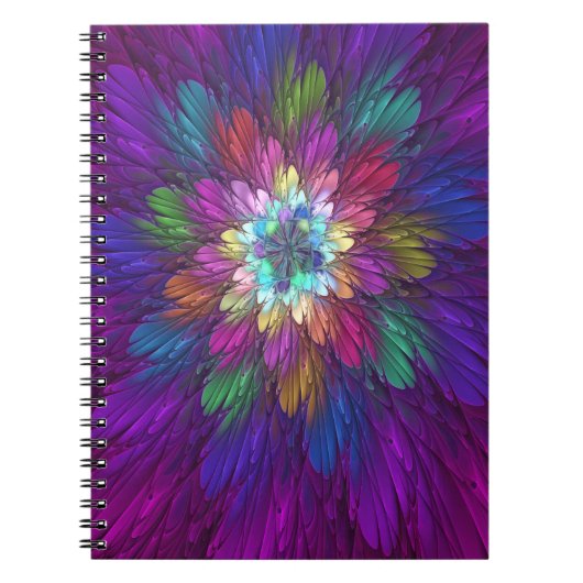Carnet Fleur psychédélique colorée Art fractal Abstrait (Devant)