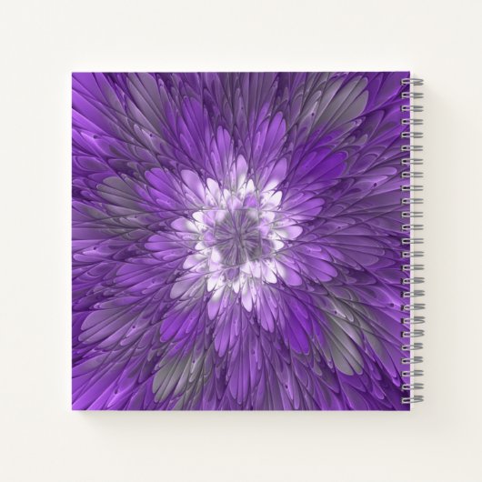 Carnet Fleur psychédélique violette Abstraite Fractal Art (Dos)