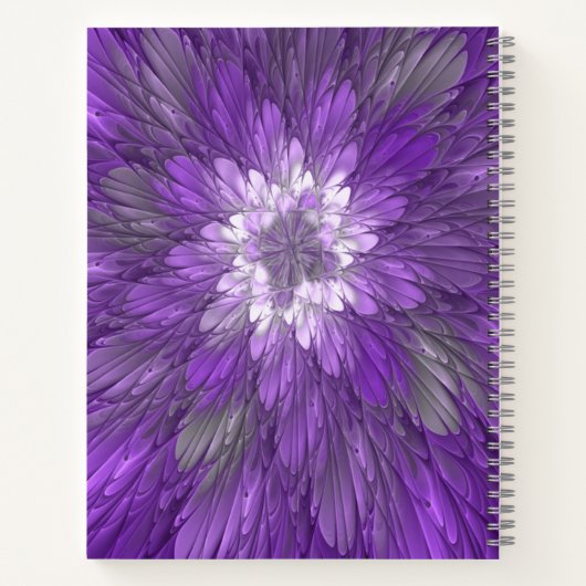 Carnet Fleur psychédélique violette Abstraite Fractal Art (Dos)