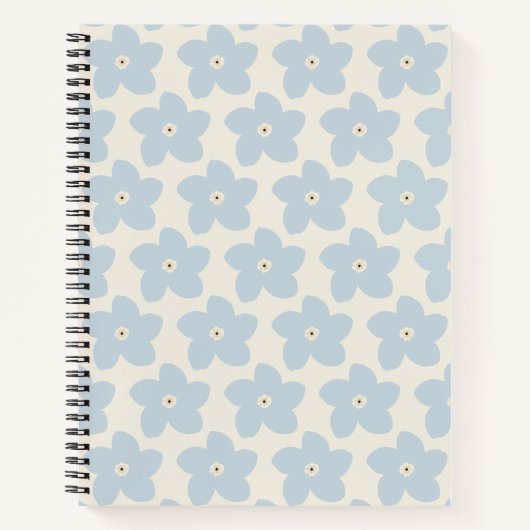 Carnet Fleur Rétro Bleu Clair Et Crème (Devant)