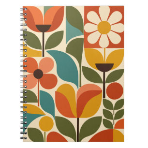Carnet Fleur Rétro Moderne du Milieu du Siècle