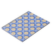 Carnet Fleur rétro Sunrise - bleu, blanc et marron (Côté gauche)