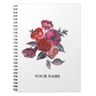 Carnet Fleur romantique en rose profond