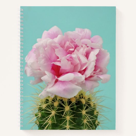 Carnet Fleur rose Au-Dessus de Spiky Cactus (Devant)