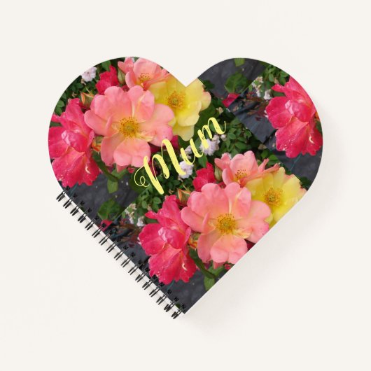 Carnet Fleur rose jaune rouge Fleur Florale Rose Mère (Devant)