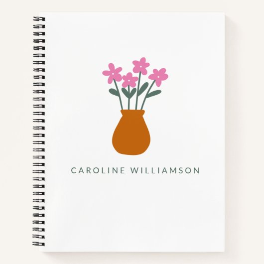 Carnet Fleur rose mignonne simple dans le vase Personnali (Devant)