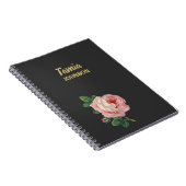 Carnet Fleur rose nom personnalisé gris (Côté Droit)