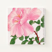 Carnet Fleur rose rose et Feuilles verts (Dos)