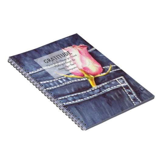 Carnet Fleur rose rose Gratitude (Côté Droit)