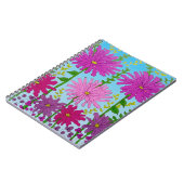 Carnet Fleur rose vif Dessin bleu (Côté gauche)