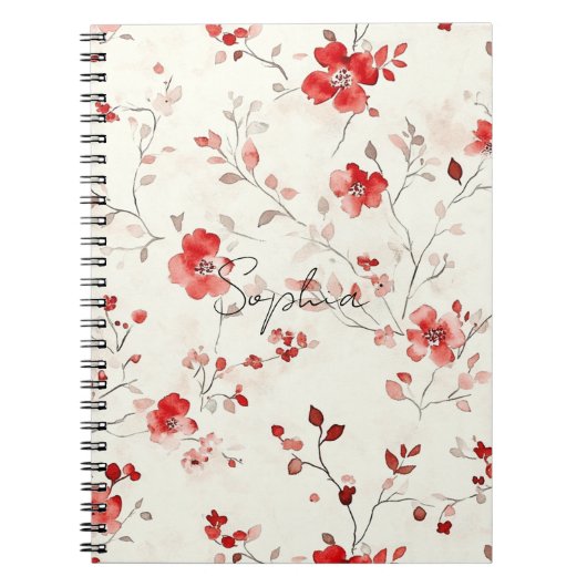Carnet Fleur Rouge Crème (Devant)