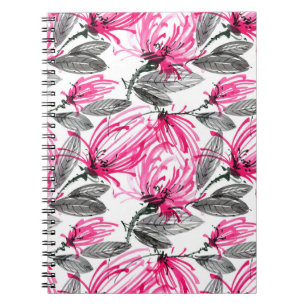 Carnet Fleur rouge orientale : Motif d'aquarelle.