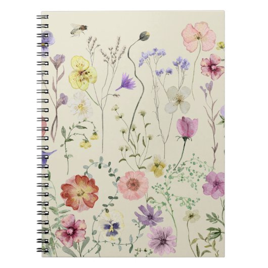 Carnet Fleur sauvage Aquarelle Floral Jardin Whimsical (Devant)