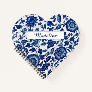 Carnet Fleur sauvage bleue et blanche Spirale personnalis