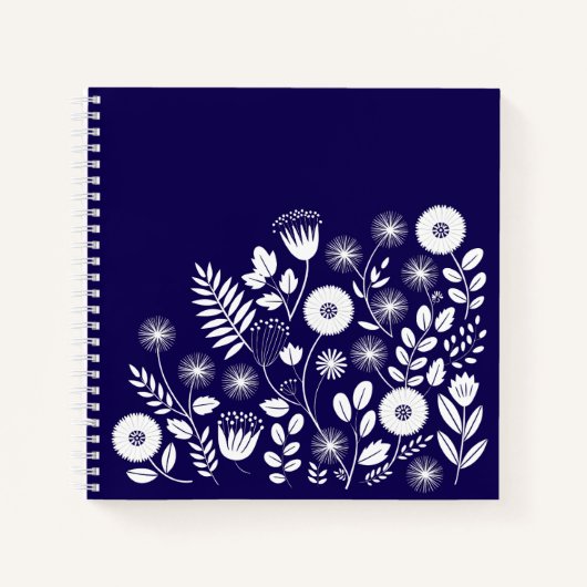 Carnet Fleur sauvage Boho violet et blanc (Devant)
