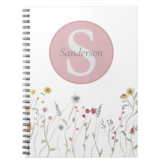 Carnet Fleur sauvage d'aquarelle monogramme (Devant)