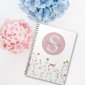 Carnet Fleur sauvage d'aquarelle monogramme