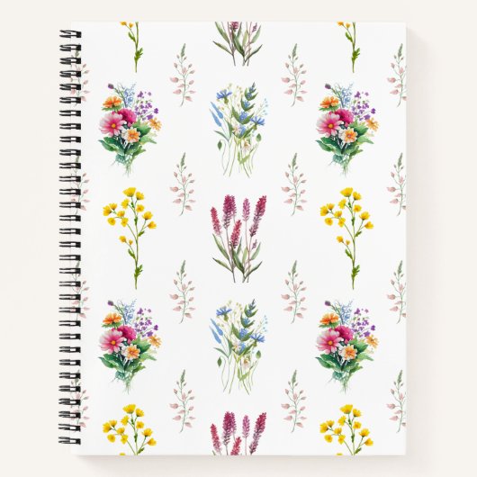 Carnet Fleur sauvage d'aquarelle Motif transparent (Devant)