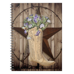 Carnet fleur sauvage de bois de grange rustique Cow-boy d