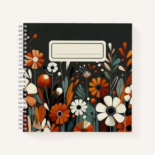 Carnet Fleur sauvage orange rustique aux accents dorés (Devant)