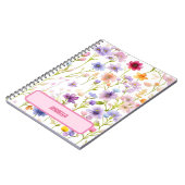 Carnet Fleur sauvage Rose Bleu Printemps Floral Design Jo (Côté gauche)