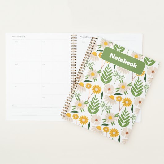 Carnet Fleur sauvage vert et jaune (Devant avec enveloppe)